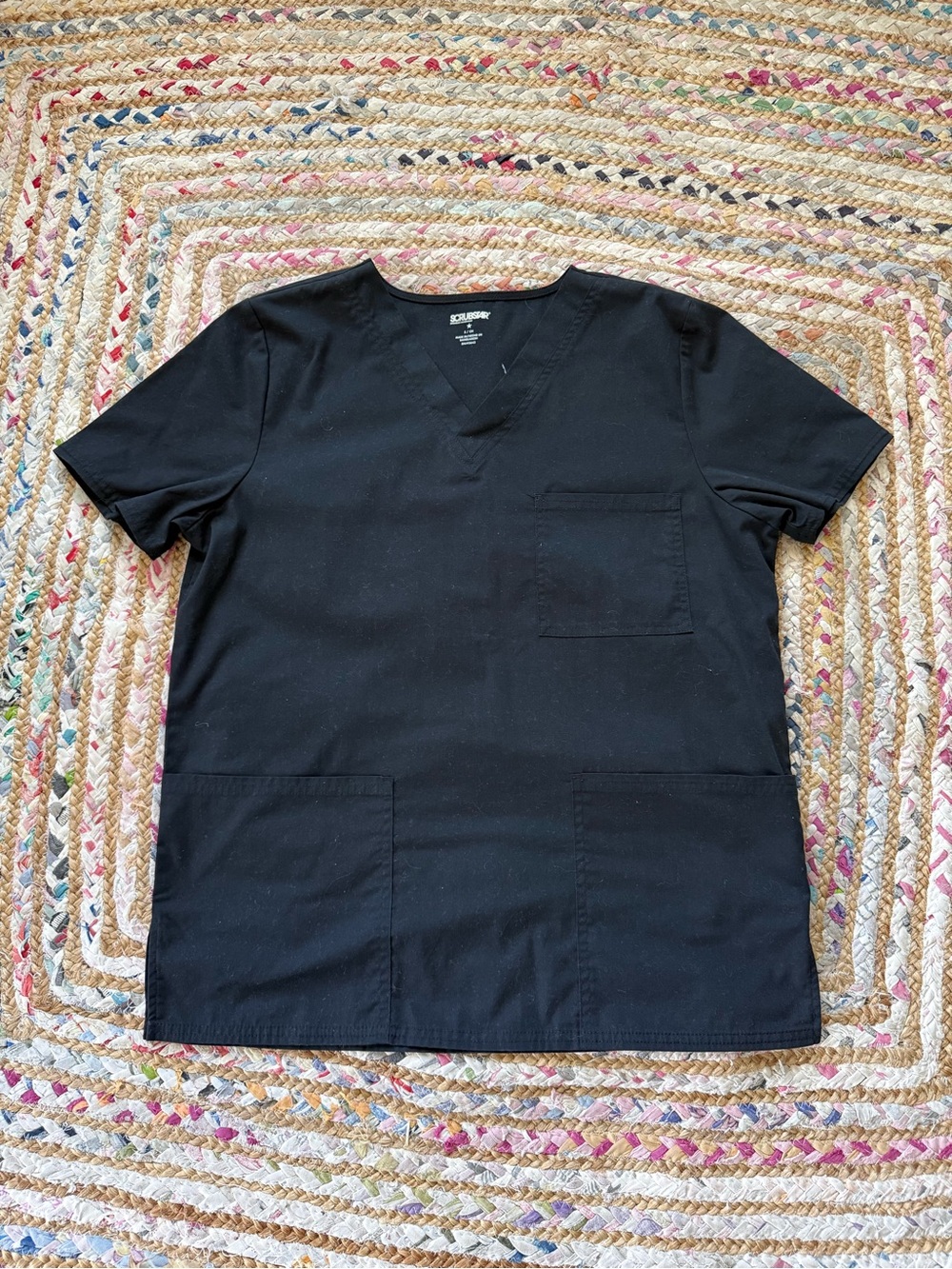 Scrubstar Men’s Black V-Neck Medical Scrub Top with Patch Pockets